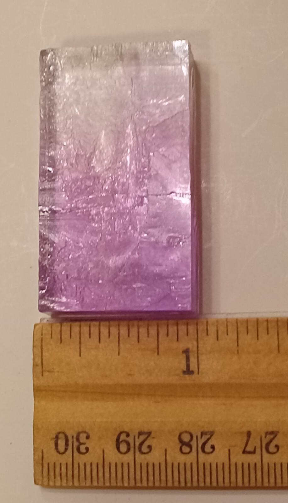 PURPLE HALITE CRYSTAL. Rectangle Shape. Transparent & Clear. 22 grams. 110 ct.