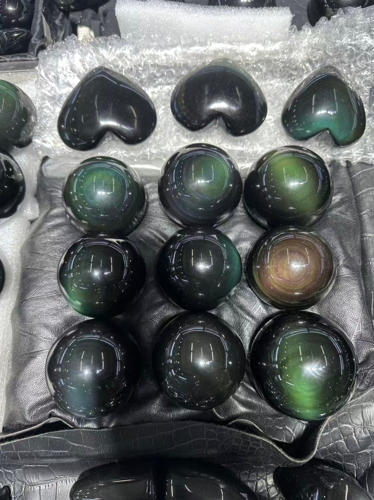 1pc Natural Rainbow Obsidian Quartz Carved Sphere Crystal Ball Reiki Decor