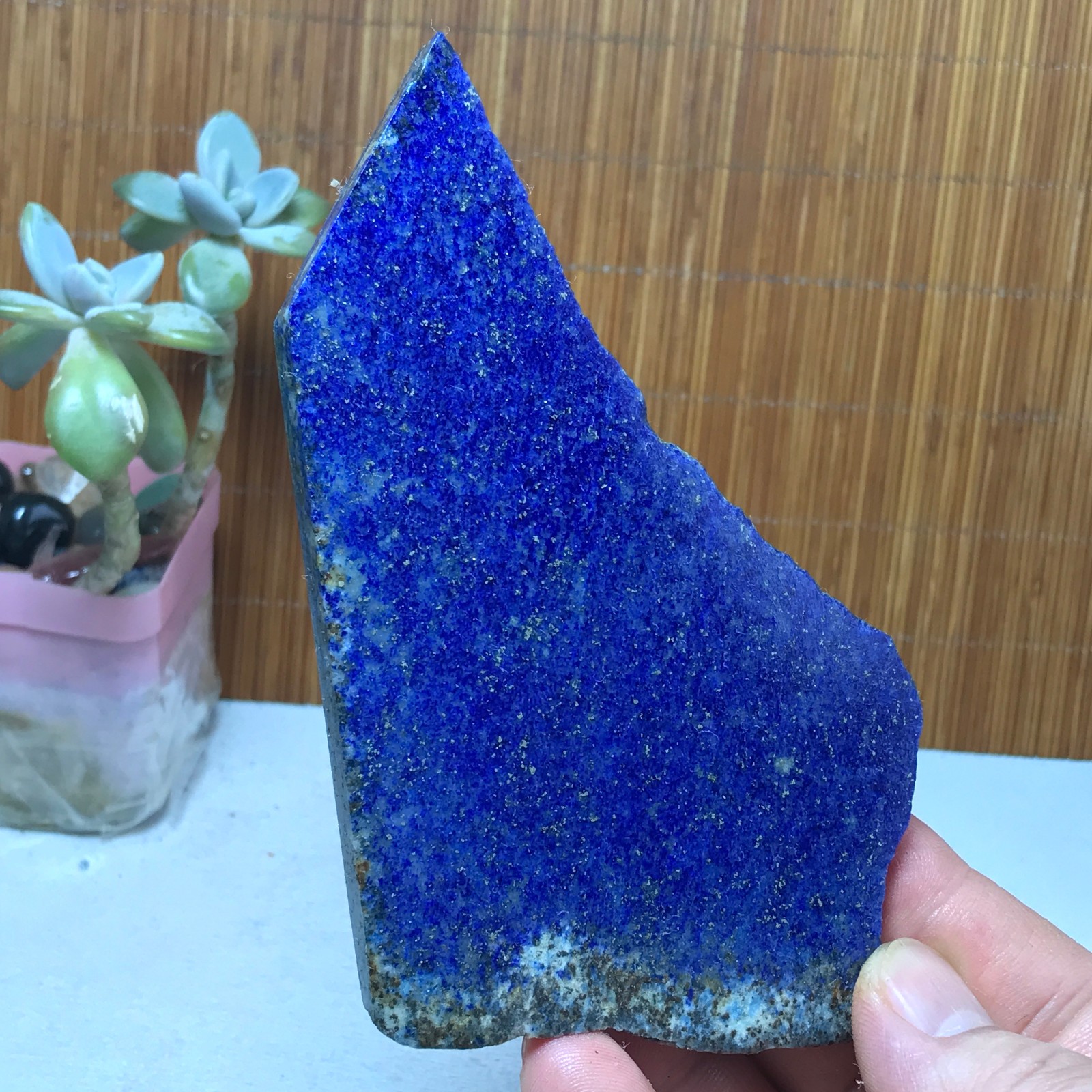 118-79-6mm Natural Lapis lazuli slice Crystal gemstone Polish/rough 104g A2860