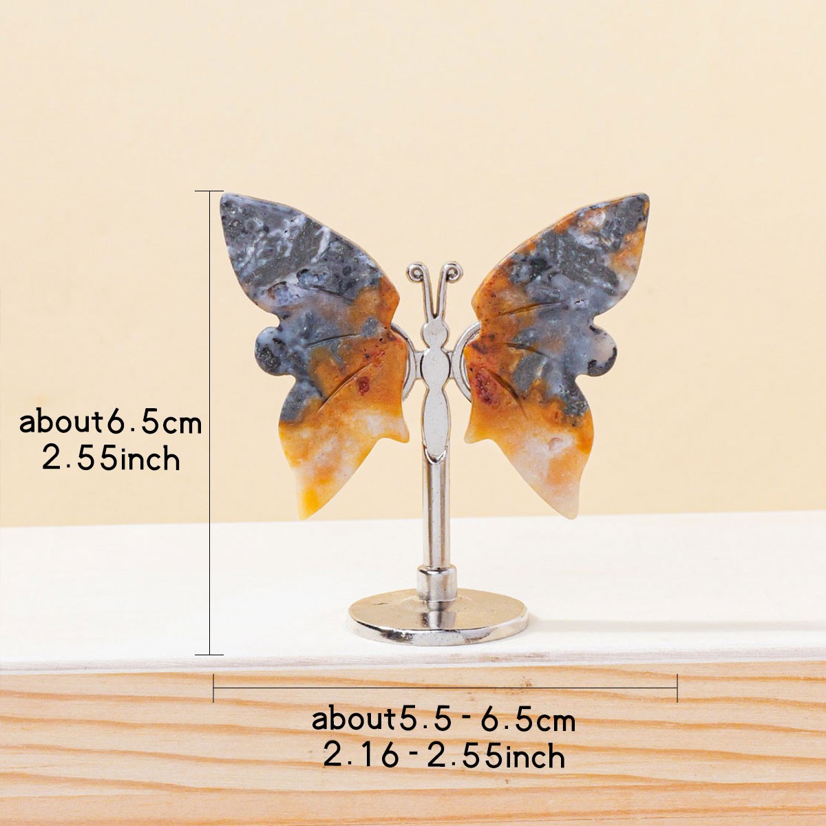 1PC Random Natural Mixed Stone Butterfly Figurine Crystal Carving Stand Home