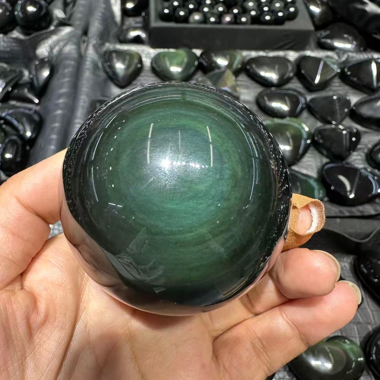 1pc Natural Rainbow Obsidian Quartz Carved Sphere Crystal Ball Reiki Decor