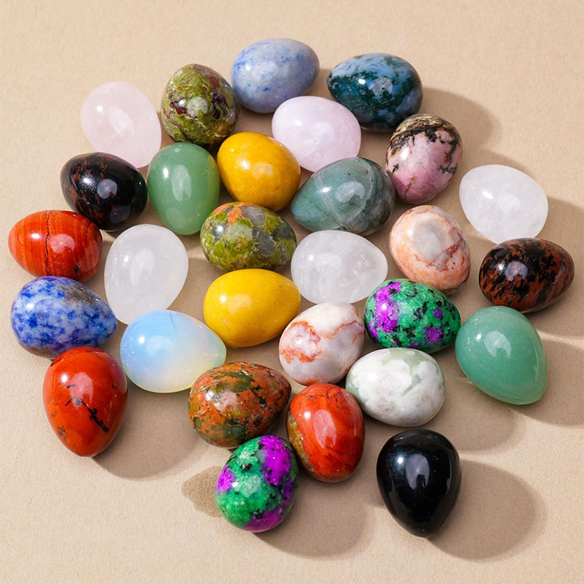 5/7/10pcs /box Natural Crystal Egg Stone Mini Polished Gemstone Jewelry Home Dec