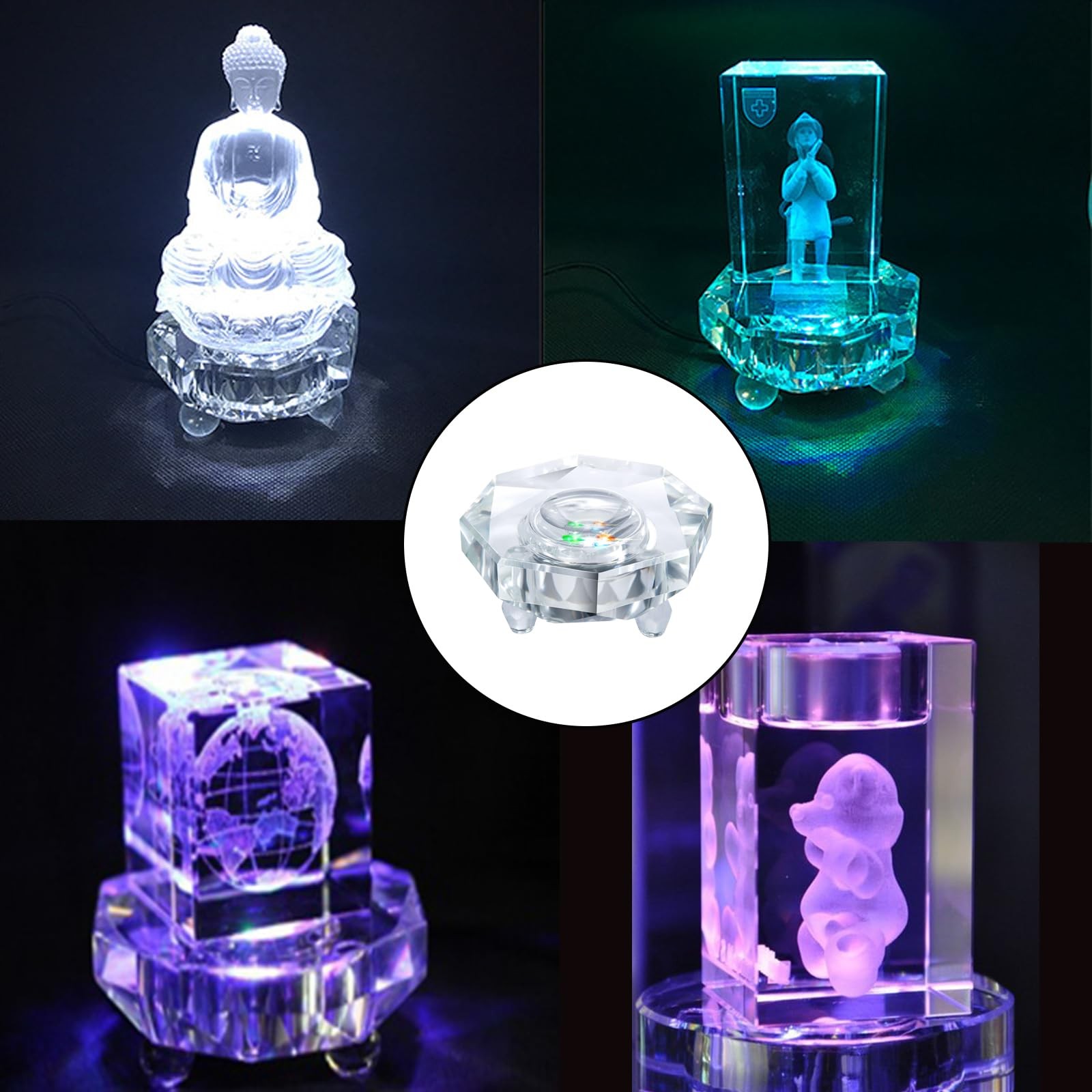 Crystal Light Base Lighted Display Stand – Octagon