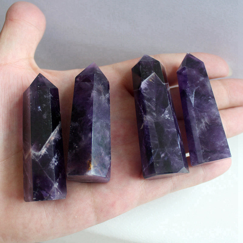 50-60mm Natural Dreamy Amethyst Quartz Crystal Obelisk Wand Tower Point Healing
