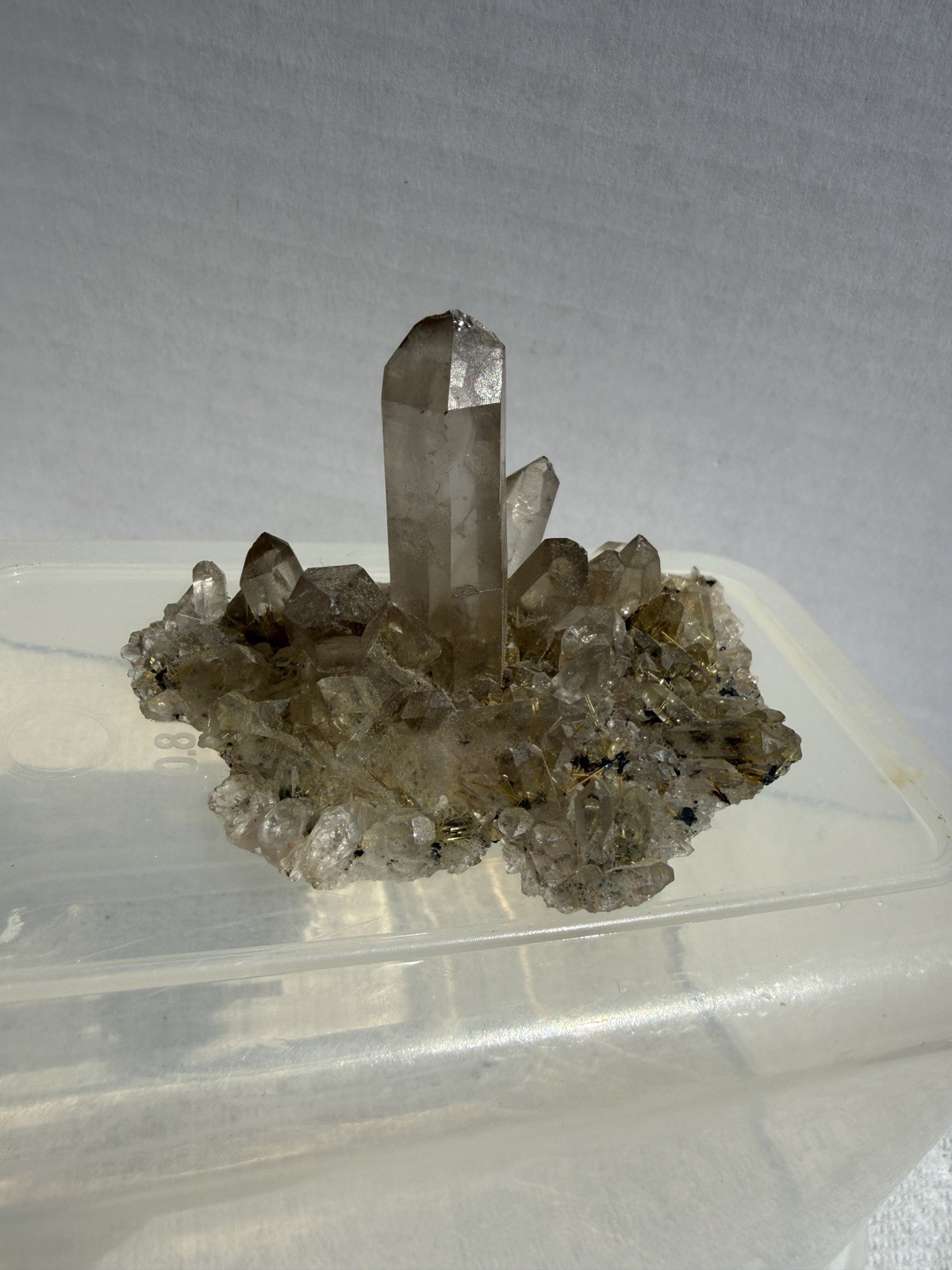 Rutilated Smoky Quartz Crystal Cluster Specimen – Golden Rutile Inclusions