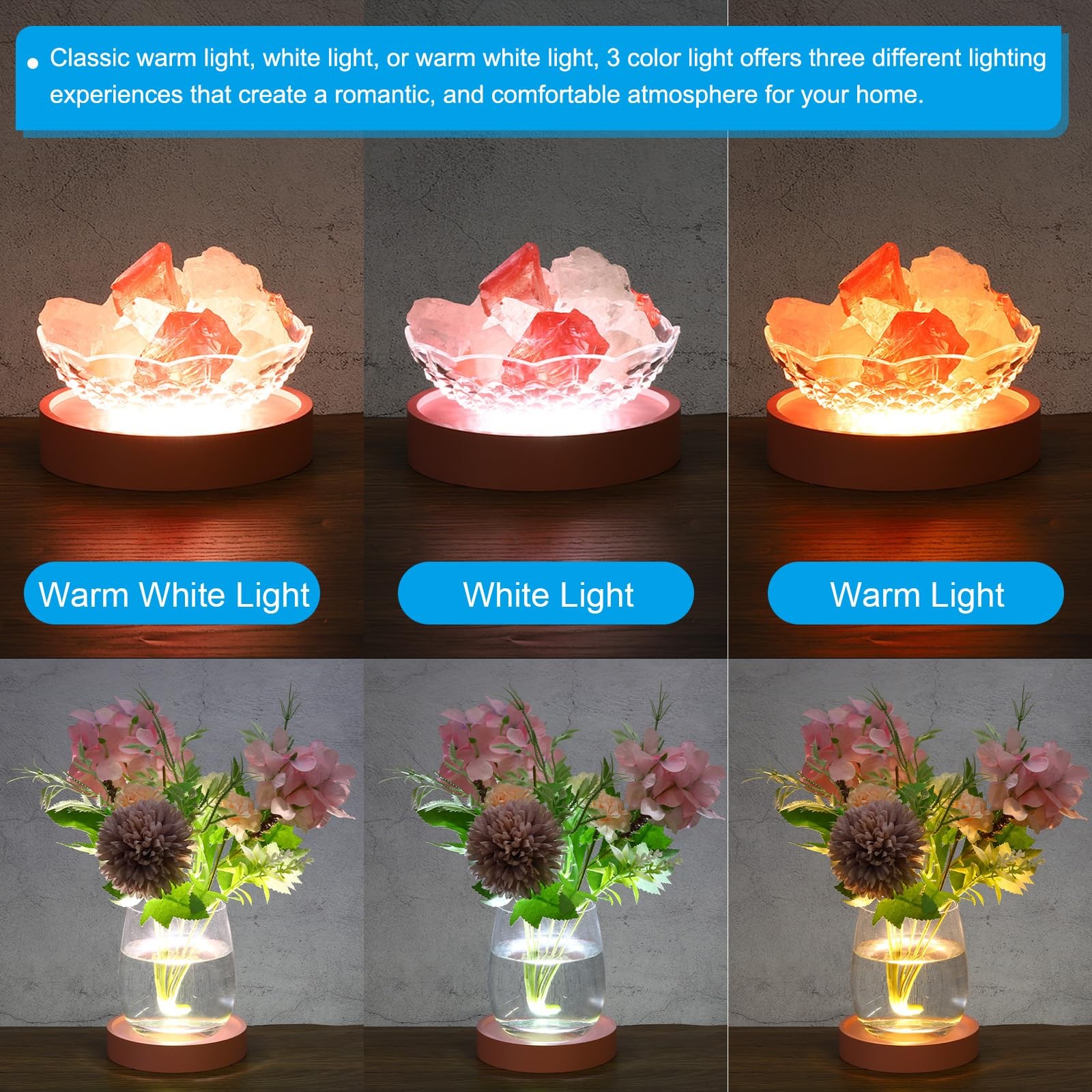 4 Inch Wooden LED Light Base, 2pcs Wood Light Display Base Stand Lighting wit…