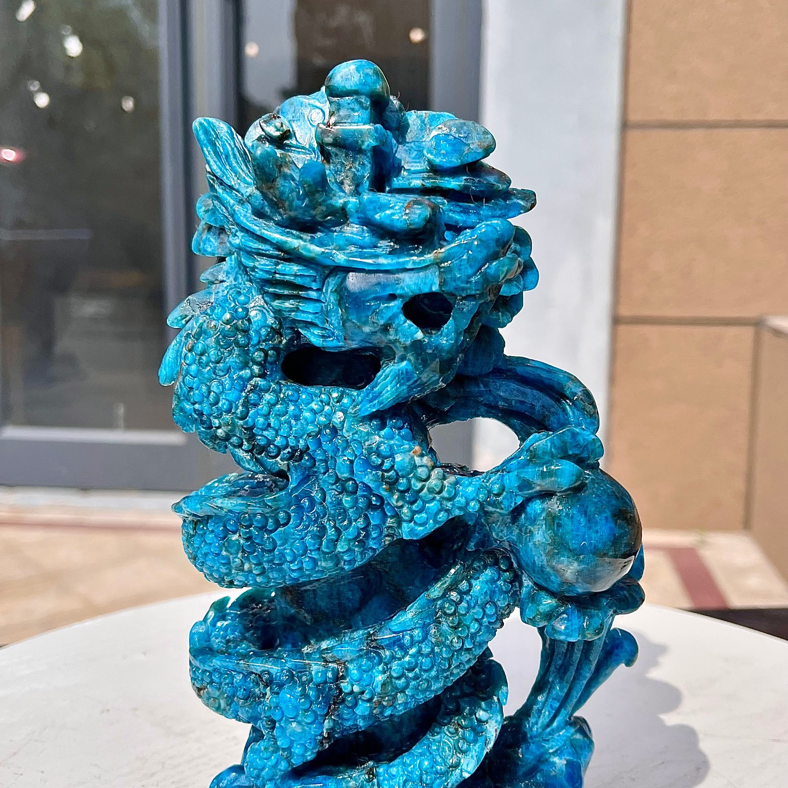 3.74LB Natural dreamy blue lithium gray pattern, hand carved and healed