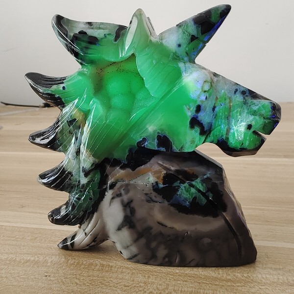 700g Natural Volcanic Rock agate carved unicorn quartz crystal skull polishing