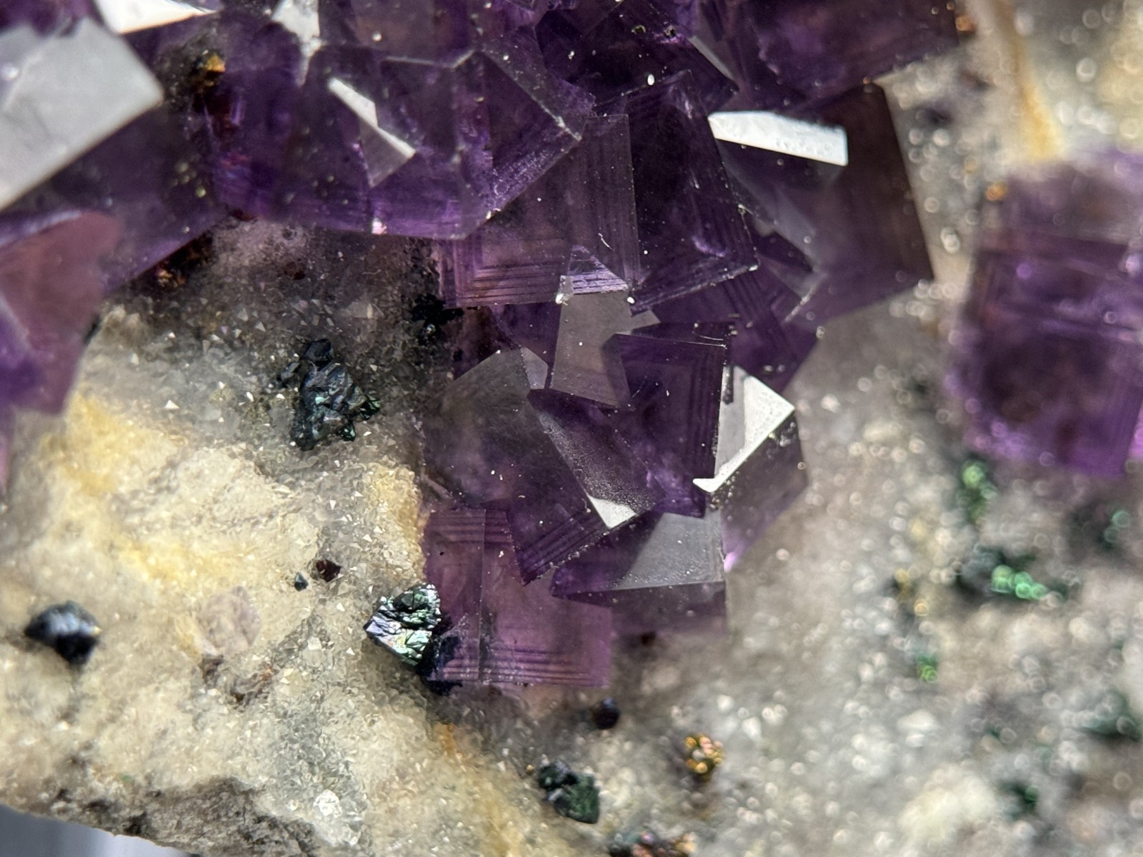 Simply Incredible!! INSANE zoned cubic purple fluorite-FLUORESCENT! Anhui, China