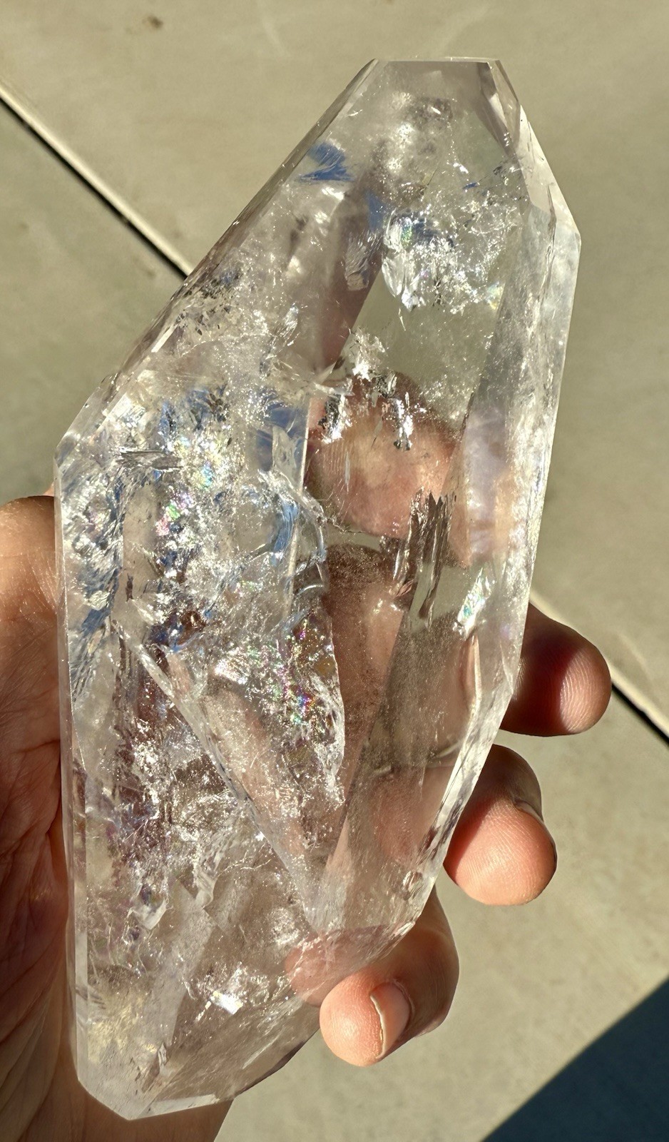 HIGHEST QUALITY CLEAR Quartz Crystal Geometric Freeform 472gr my bEST w/Stand