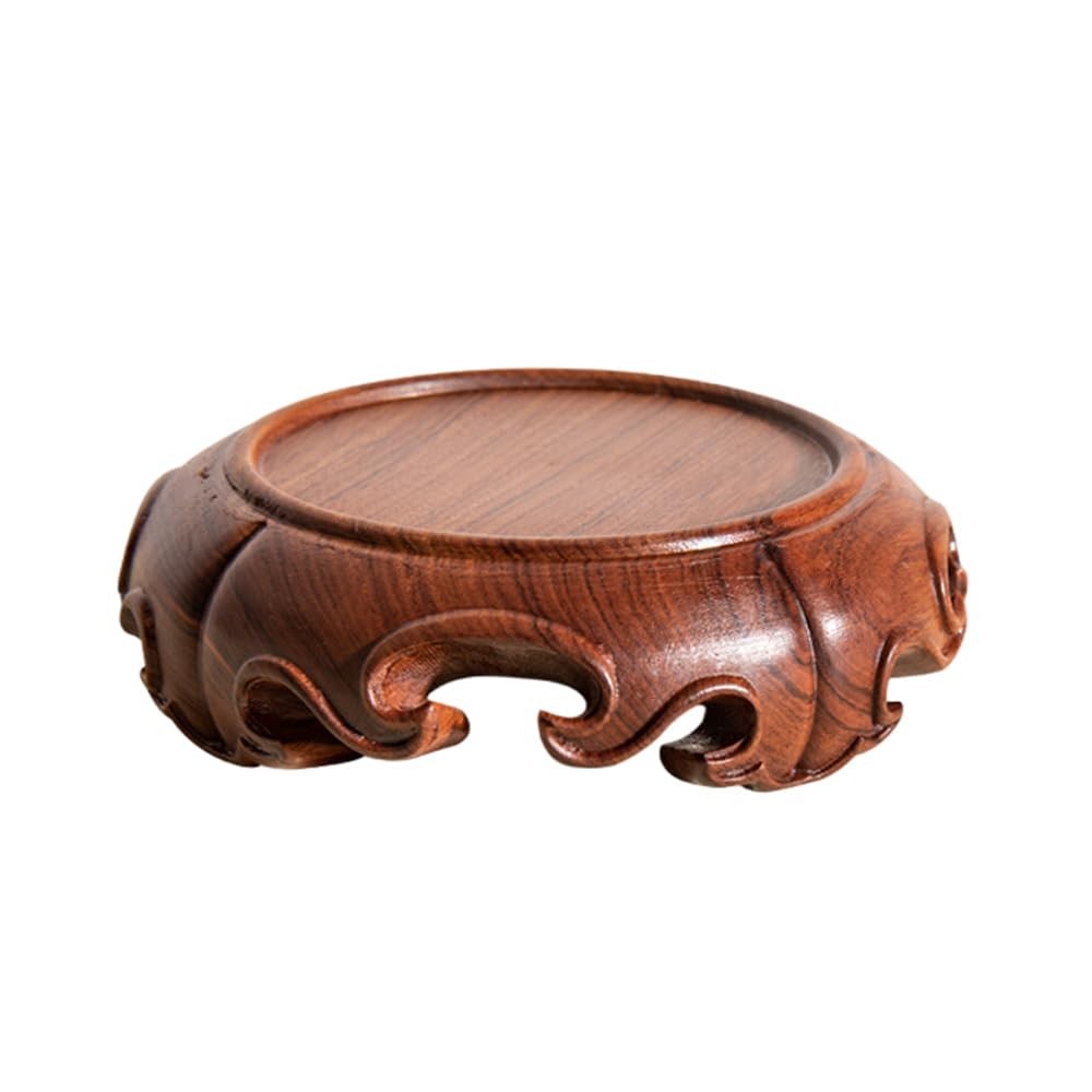Handmade Chinese Carving Display Pedestal Stand Round Rosewood Glossy Crafts …