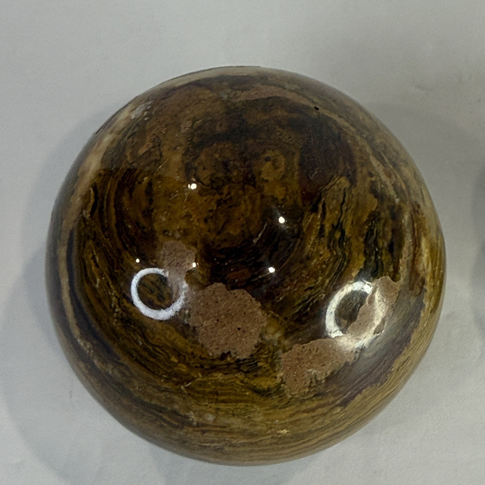 Collector-Grade Banded 🤎 Brown Onyx Sphere on Pedestal • 631g Natural Stone