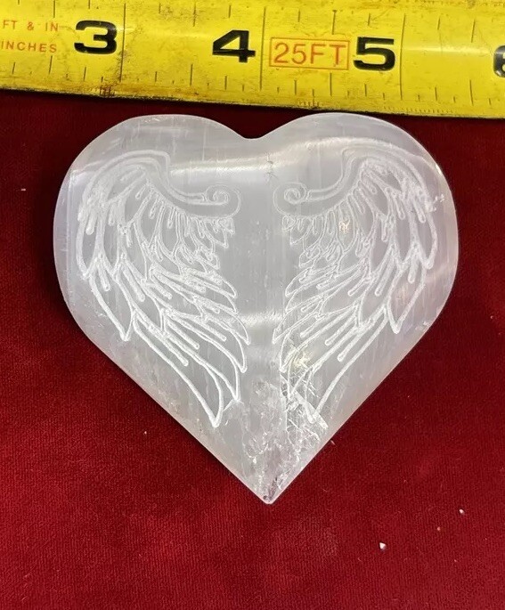 2 1/2 Inch Selenite Heart Angel Wings