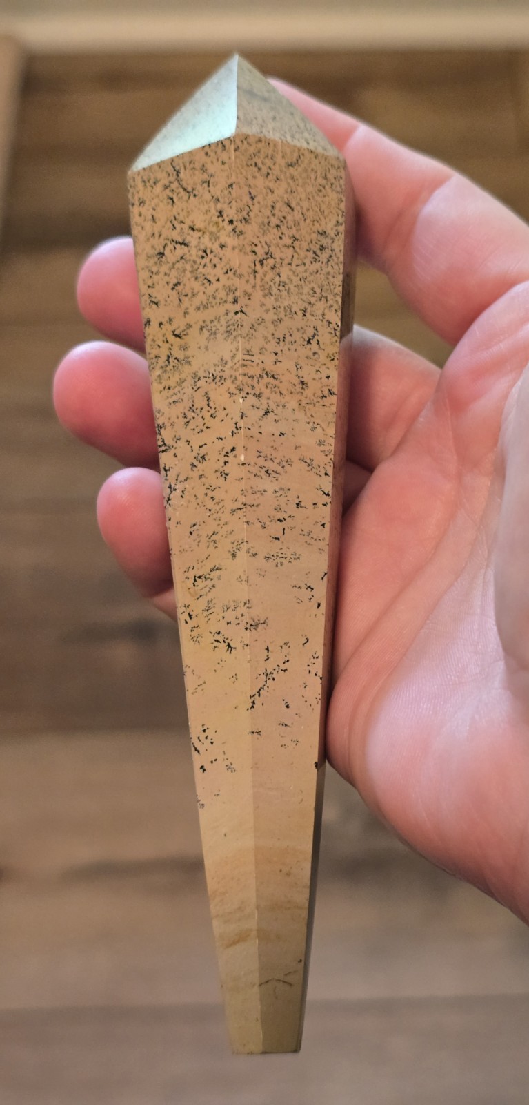Picture Jasper Polished Wand Display Specimen, 9.4 oz, 7 Inches Tall w/stand