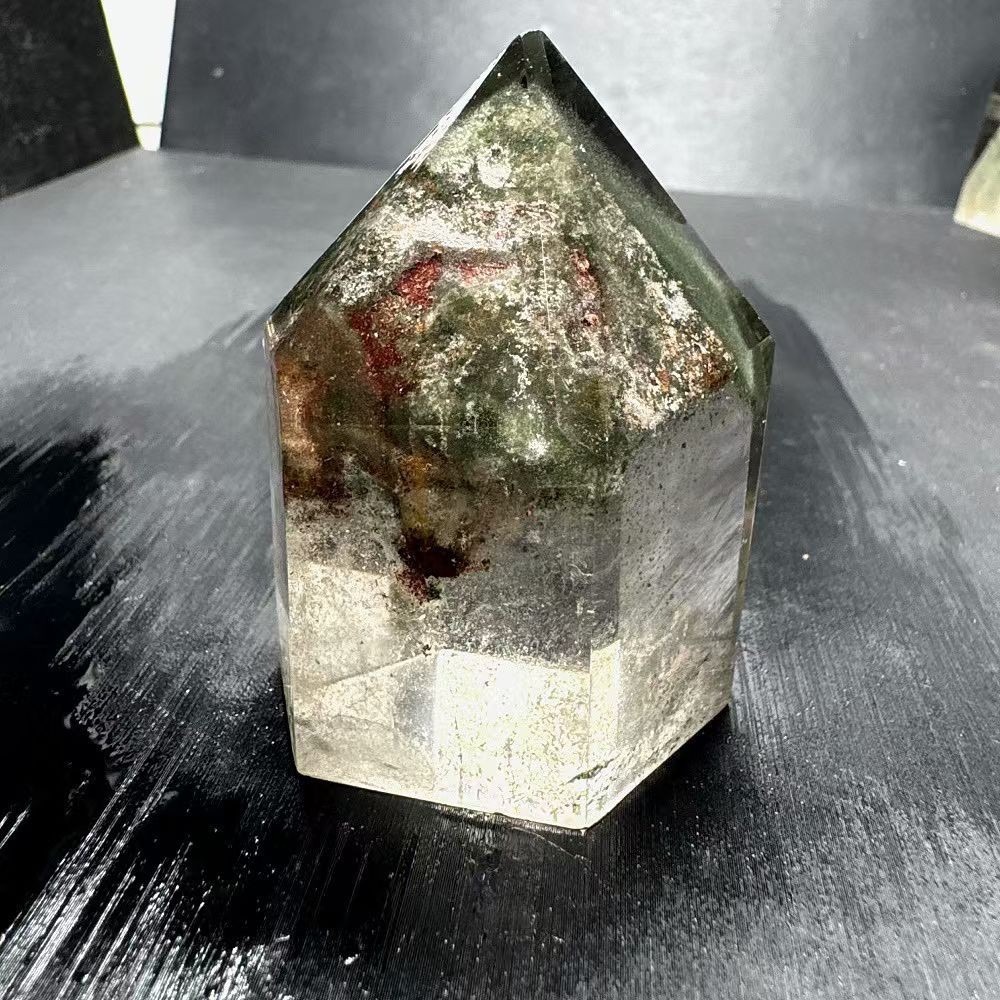 119g Natural Ghost Quartz Obelisk Crystal Energy Tower Point Reiki Decor