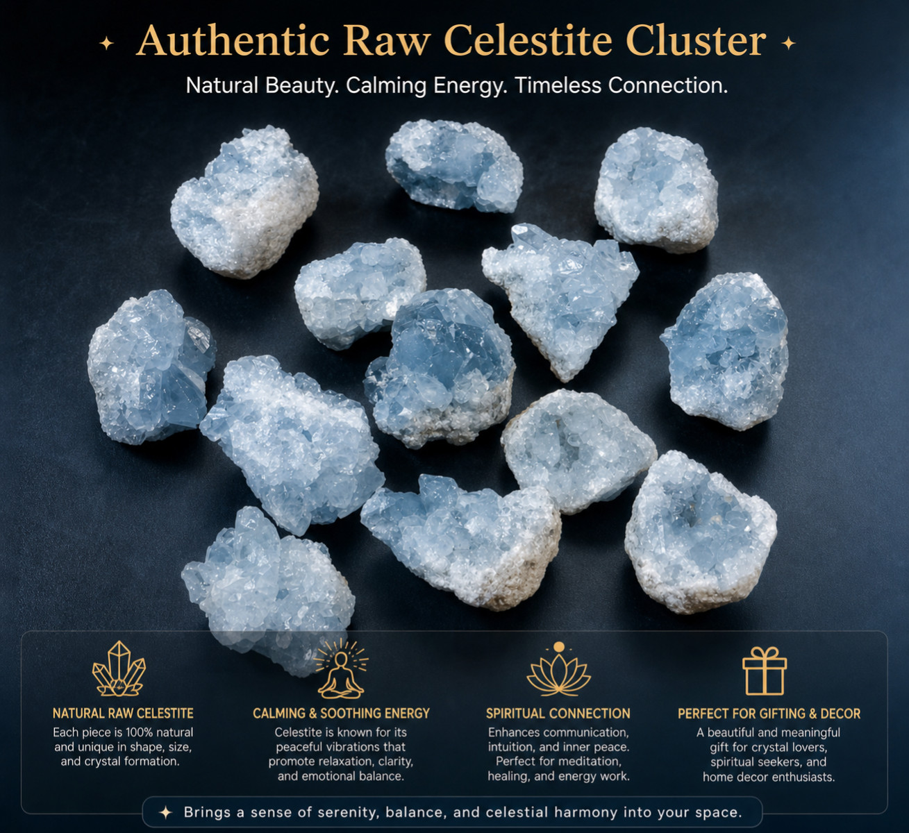 Madagascar Sky Blue Celestite Geode Druzy Cluster Natural Mineral 1-2″