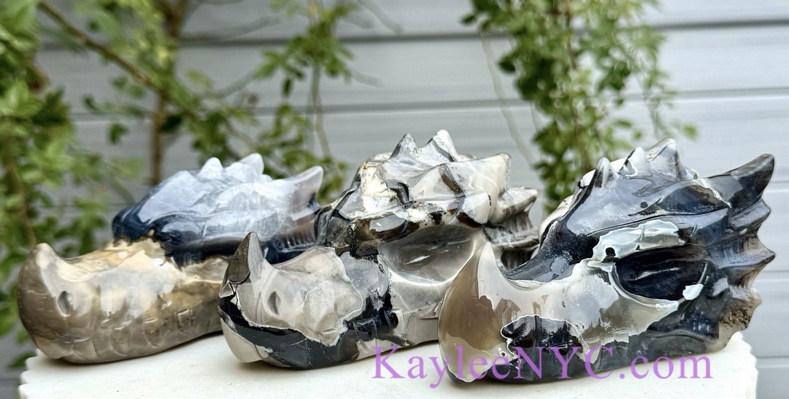 Wholesale Lot 3 Pcs Natural Volcano Agate Dragon Head