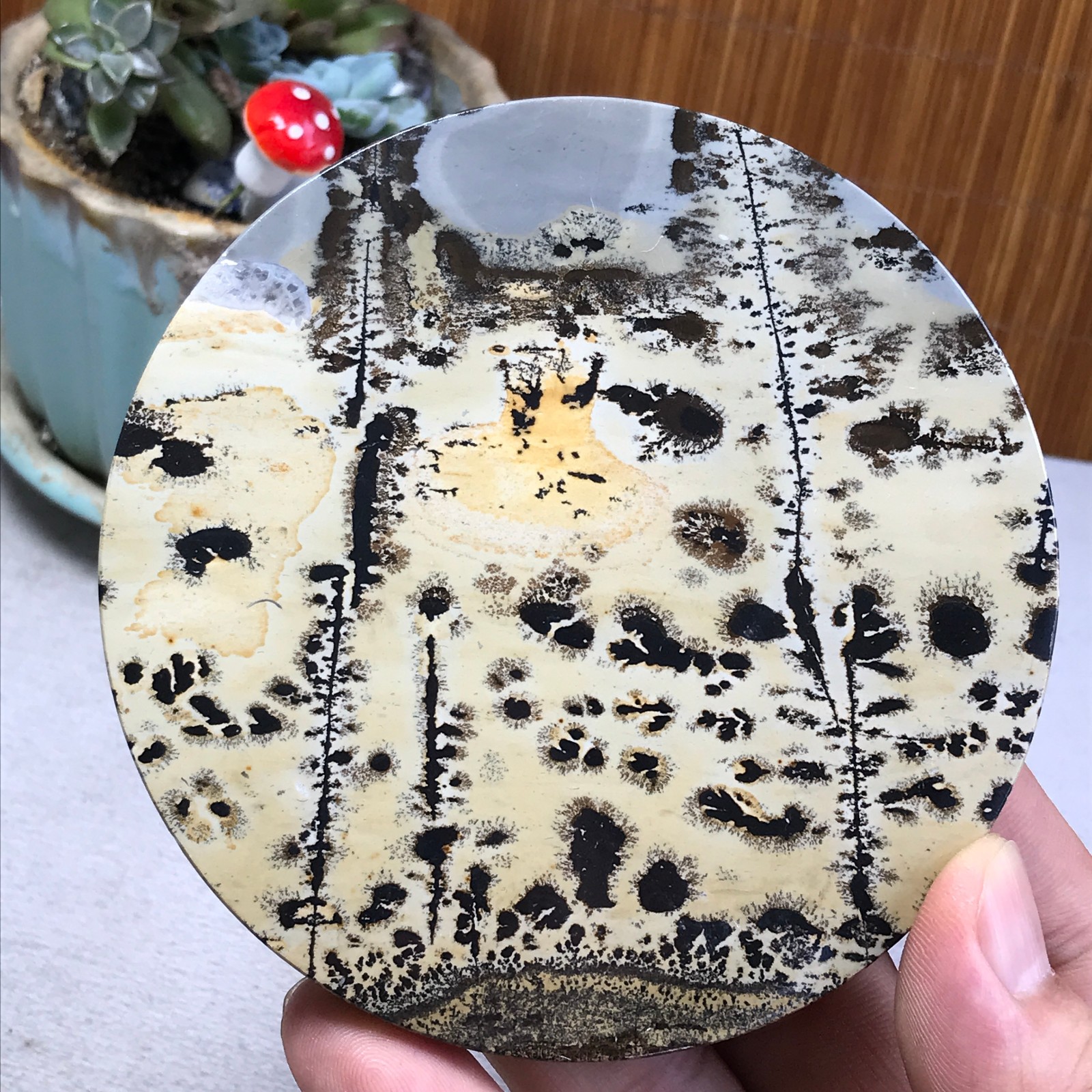 100mm Natural Chinese painting stone crystal ornaments for home decoration A6404