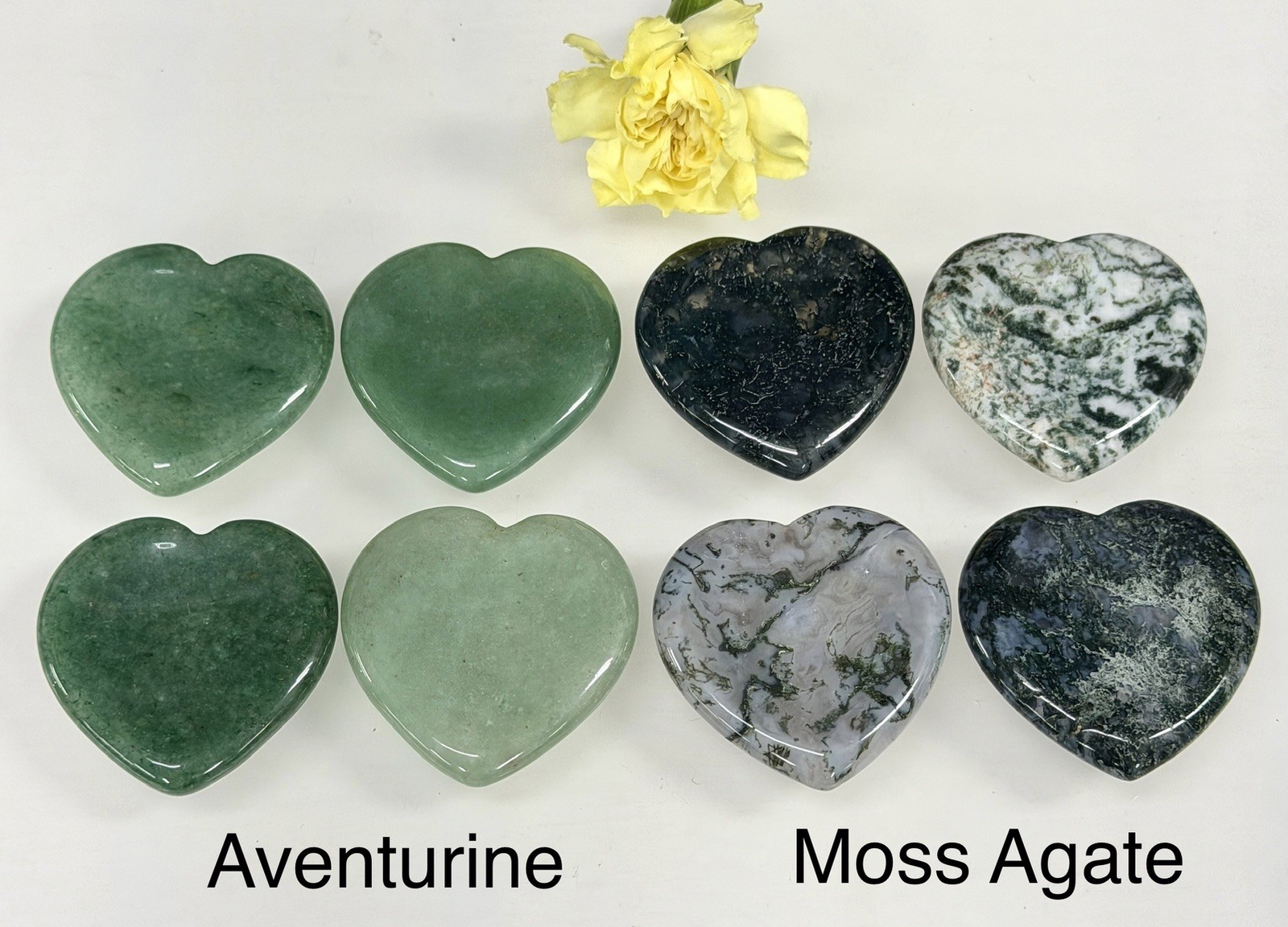 Wholesale 11 PCs 1.5” Natural Crystal Heart Shaped Worry Stone Healing Energy
