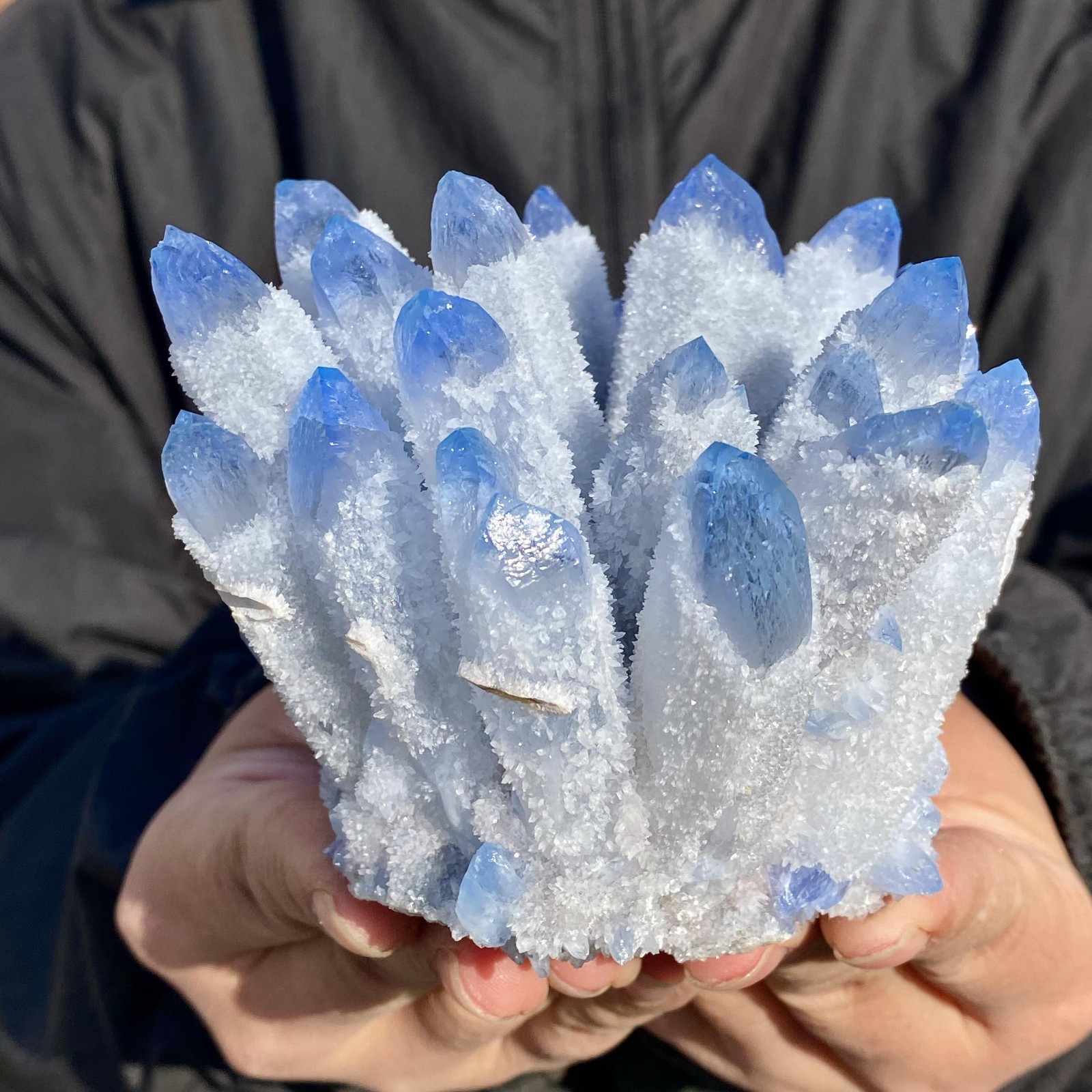 1.3LB New find sky blue phantom quartz crystal cluster mineral sample