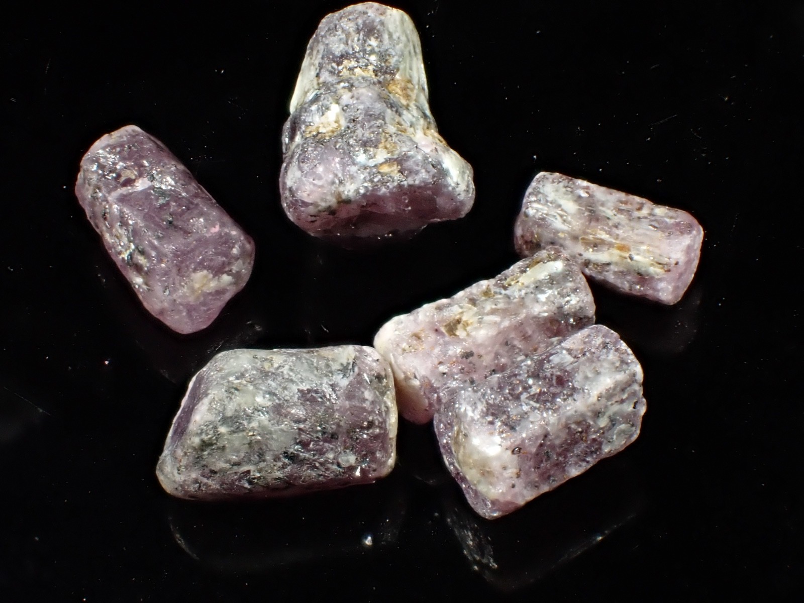 6 Purple Corundum var. Sapphire Crystals! Franklin Area Macon Co North Carolina