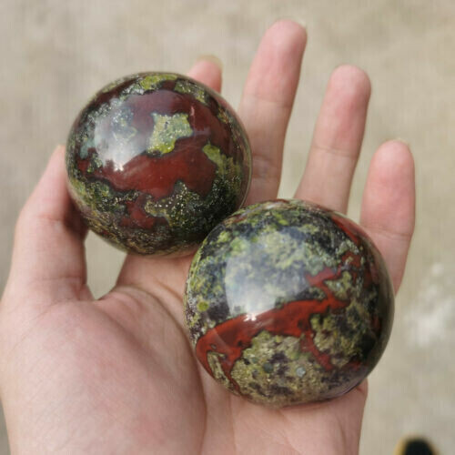 1PC Natural dragon blood stone quartz sphere crystal ball reiki healing 40mm+