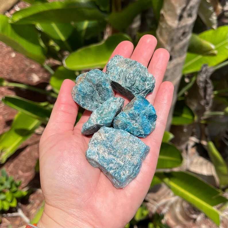 3pcs Natural Raw Blue Apatite Rough Healing Balance Crystal Specimens Rocks