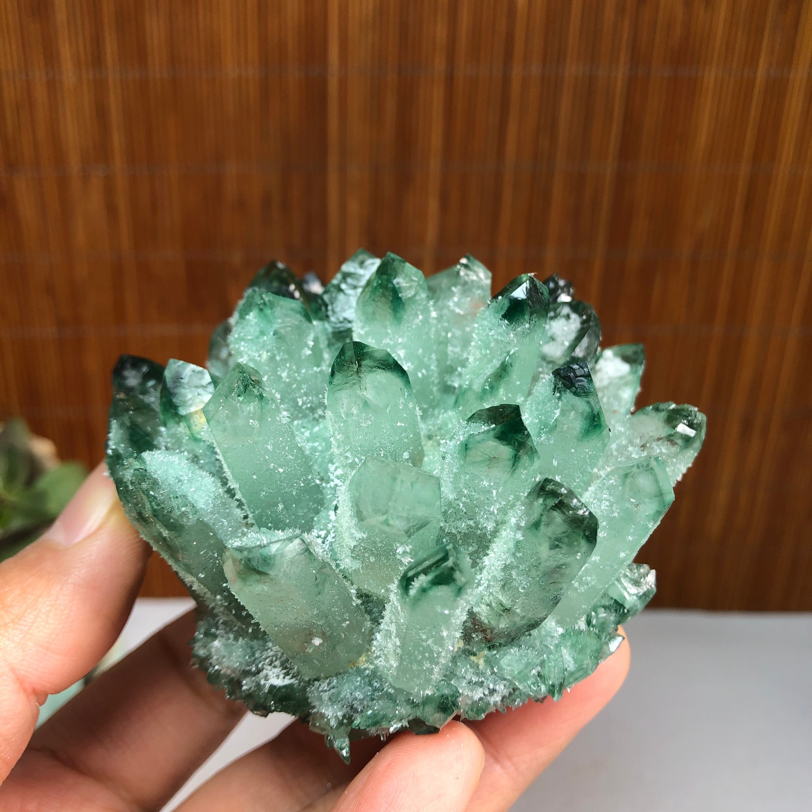 New Find Green Phantom Quartz Crystal Cluster Mineral Specimen 224g A1491