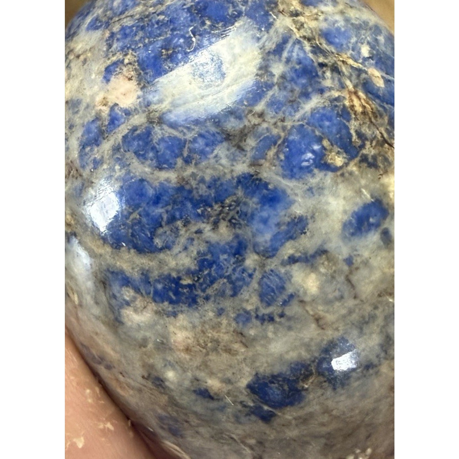 Lapis lazuli sphere Egg Shaped Stone With Gold Bamboo Stand 5.25”