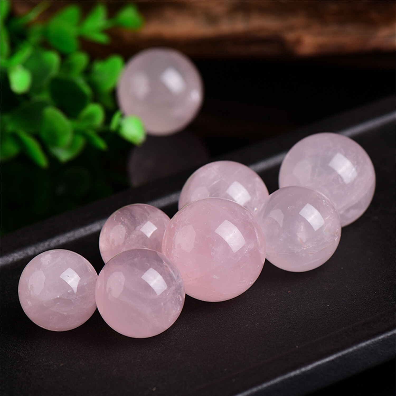 40MM Natural Rose Quartz Crystals Gemstone Reiki Healing Stone Sphere Ball Globe