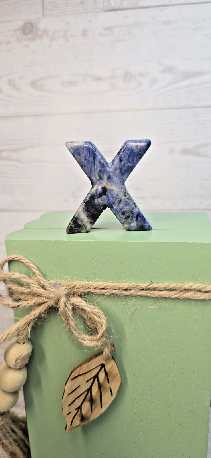 8 Large 1.5″ Carved Gemstone Letters Crystal Initials Sodalite Obsidian