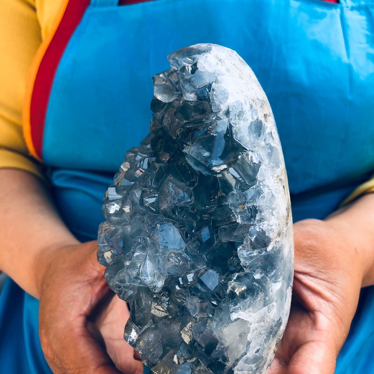 6.35LB Natural Blue Celestite Geode Crystal Cluster Specime Healing 1.51+1.38kg