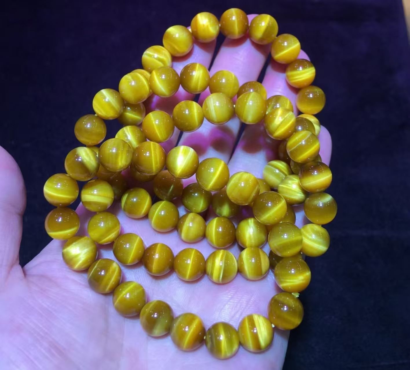 Genuine Natural Gold Tiger Eye Gemstone Beads Woman Bracelet AAAA 10mm