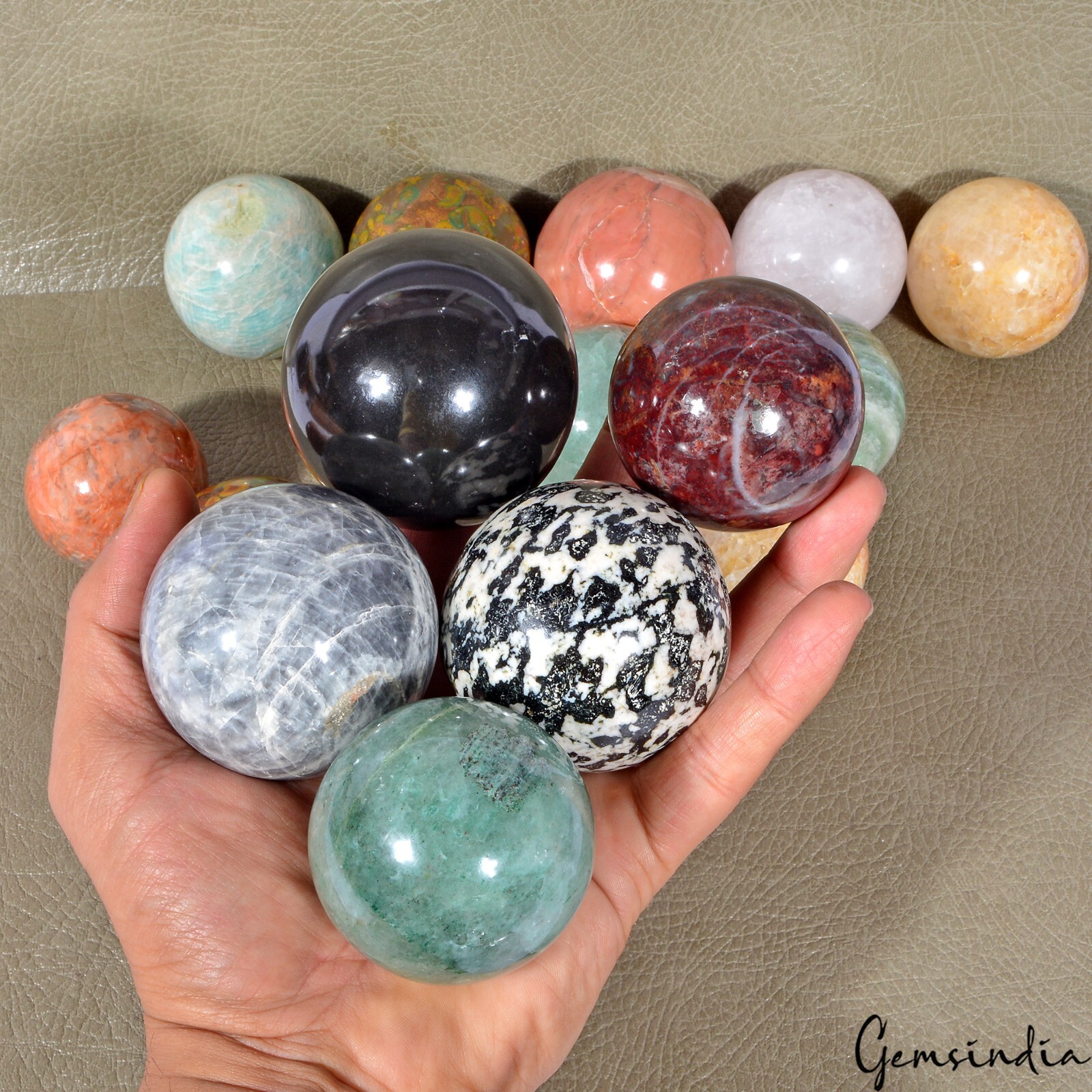 Superb 3.4 Kilo Natural Untreated Multi Gemstone Healing Crystal Sphere W Stand
