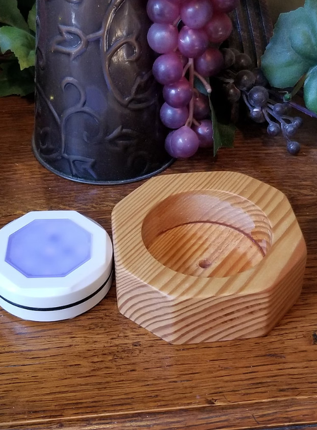 LED Lighted Wood Display Base Color Changing Cordless Octagon Stand