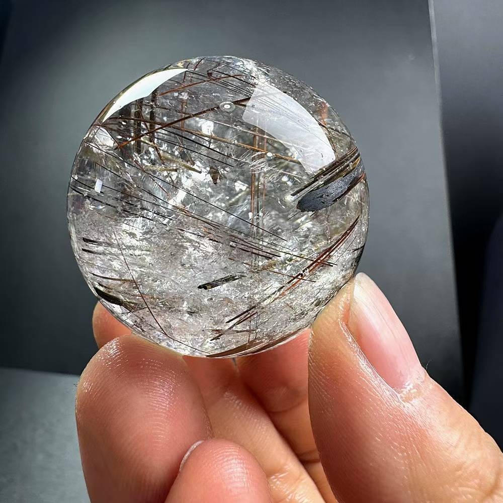 100g Natural Rutilated Quartz Sphere Crystal Ball Mineral reiki Decor
