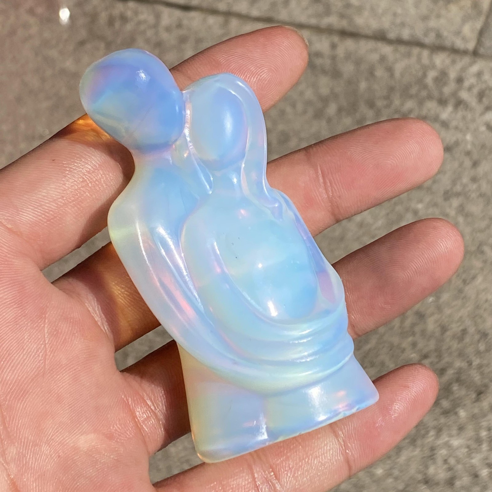 3.2in Opalite Lover Quartz Crystal Skull Carved Figurines Gift 1pcs