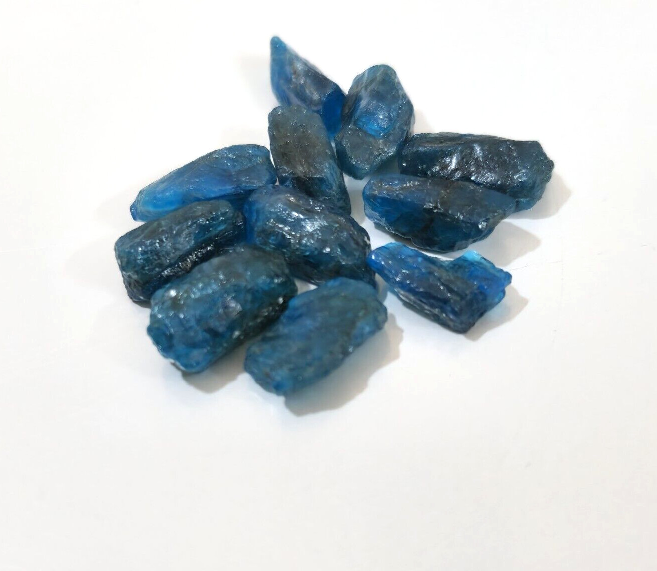 Stunning Blue Apatite Raw 11 Piece 10-14 MM Blue Apatite Crystal Rough Jewelry