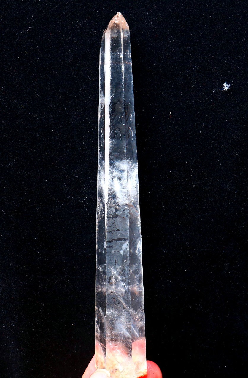 Natural transparent “blue needle pyramid” crystal iron ore mineral specimen