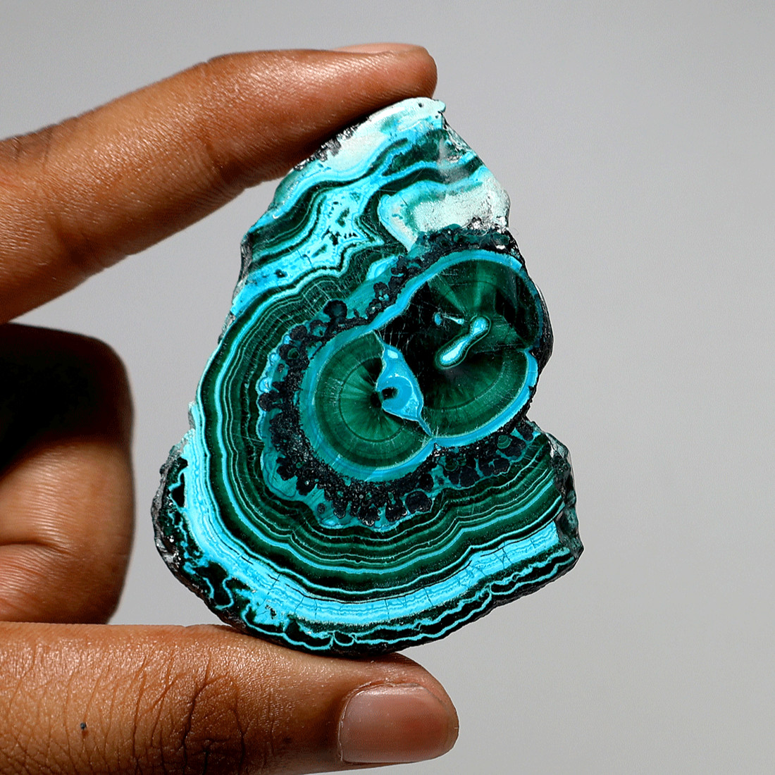 The Seer’s Stone — Orbital Chrysocolla Malachite Gem Slab — Banded Mineral Slice