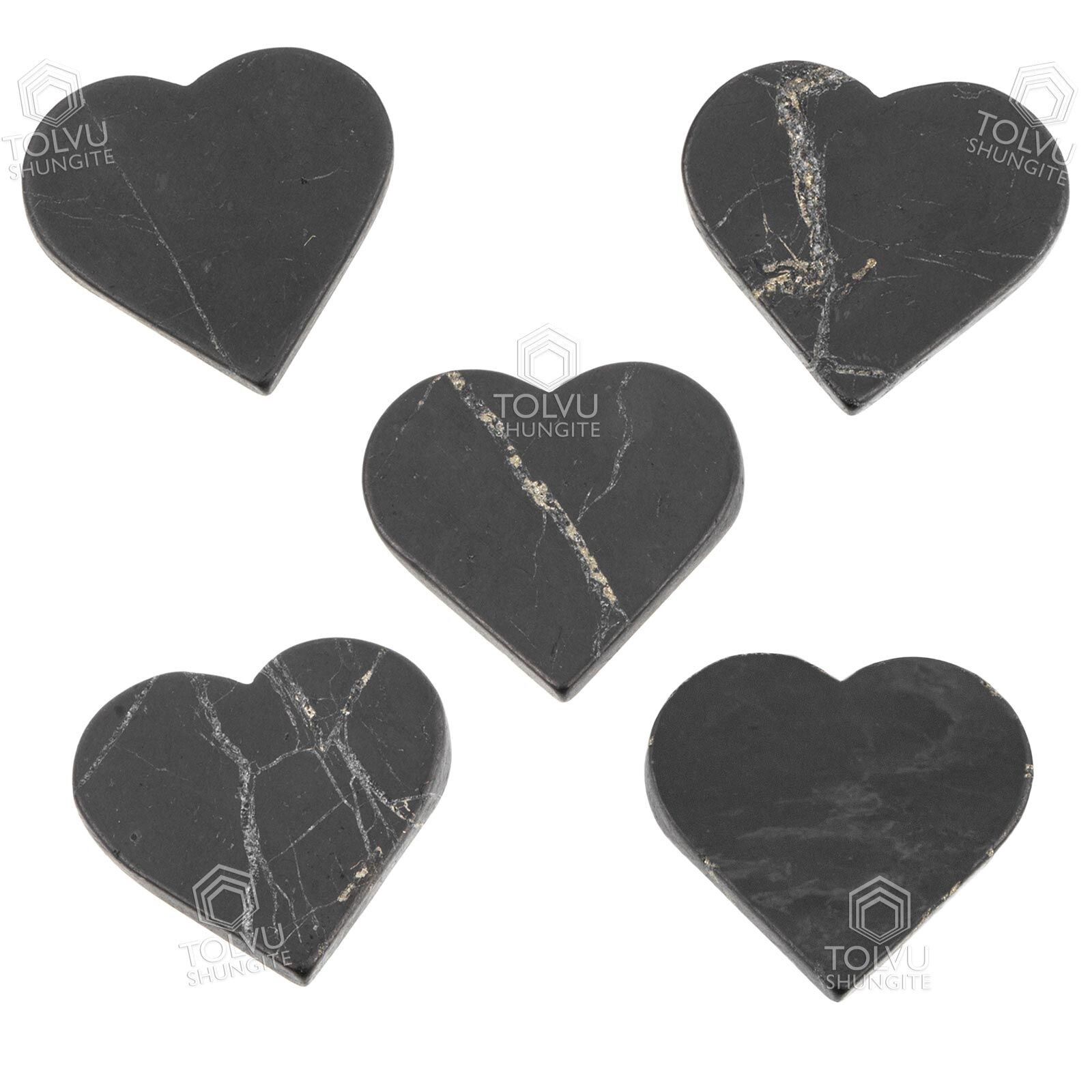 Shungite plate Heart shape, EMF protection sticker made of shungite stone, Tolvu