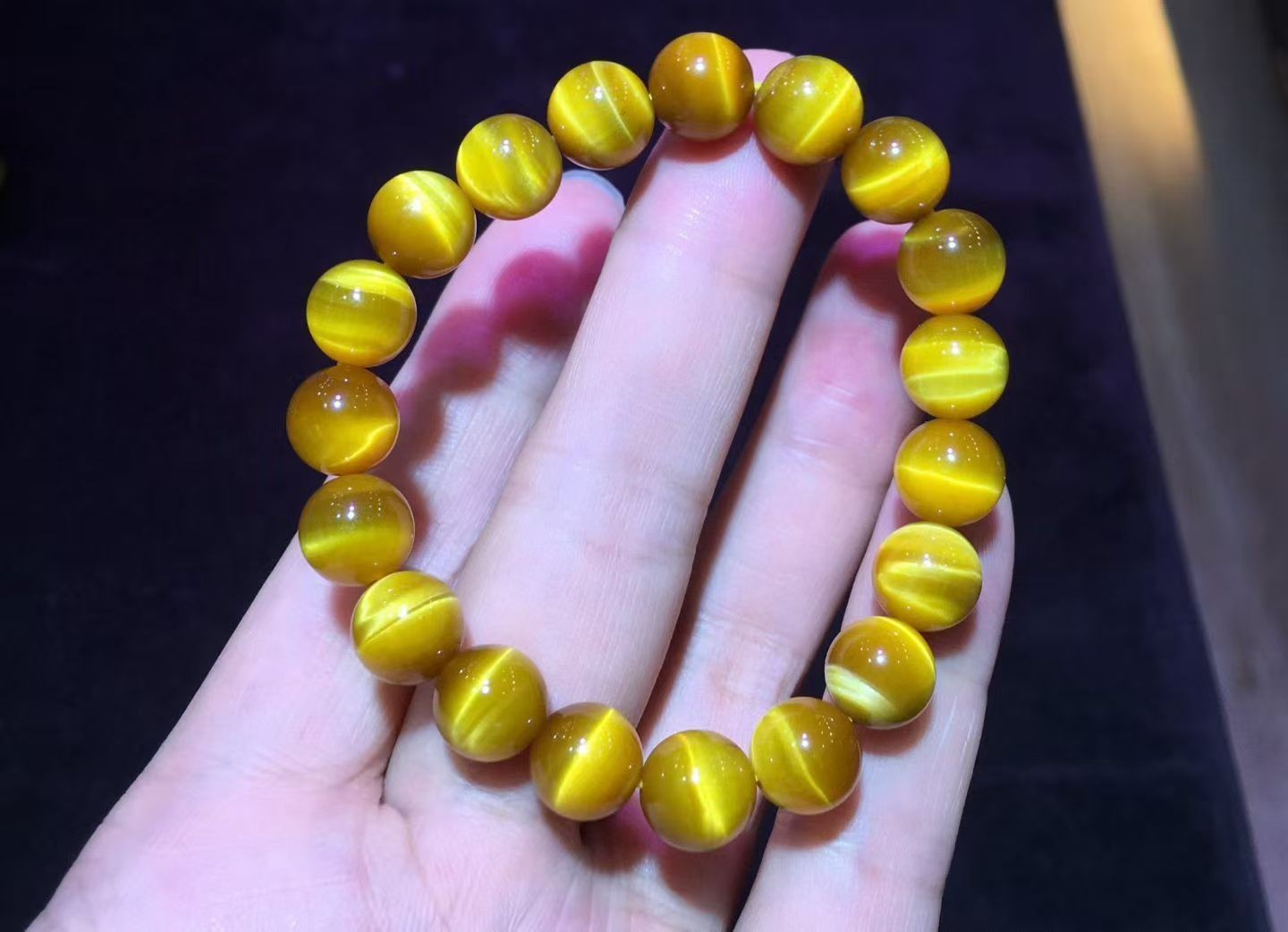 Genuine Natural Gold Tiger Eye Gemstone Beads Woman Bracelet AAAA 10mm