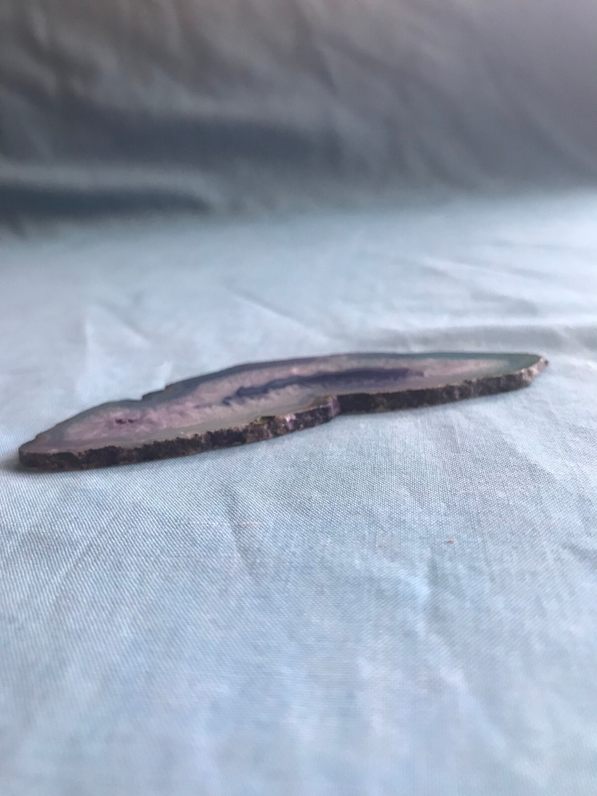 3-5/8” by 1-1/2” Blue Dyed Cut & Polished .69 Ounce Agate Rock Slab Craft Stone