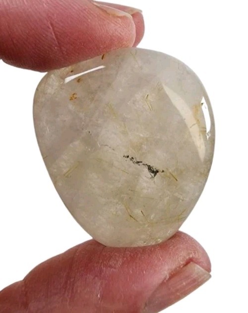 Rutilated Quartz Crystal Polished Smooth Stone Brazil 14.6 grams