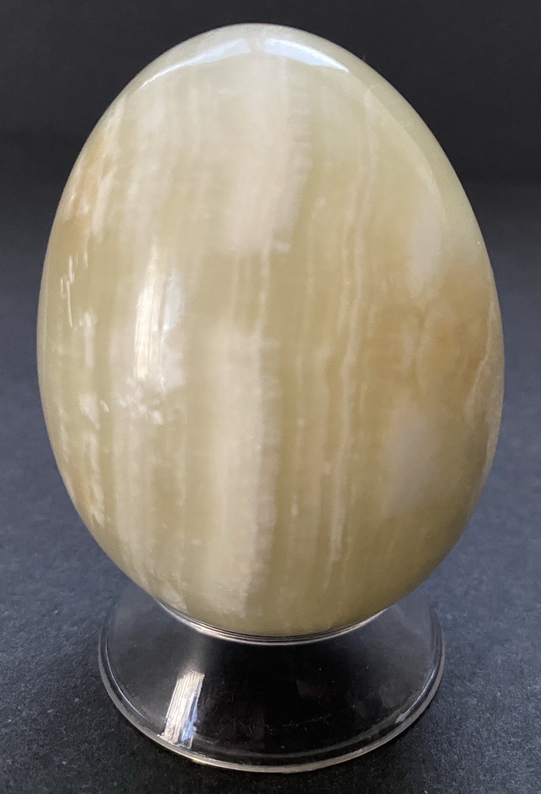 Natural Onyx Stone Egg With Stand Hand Polished Banded Agate Calcite Crystal