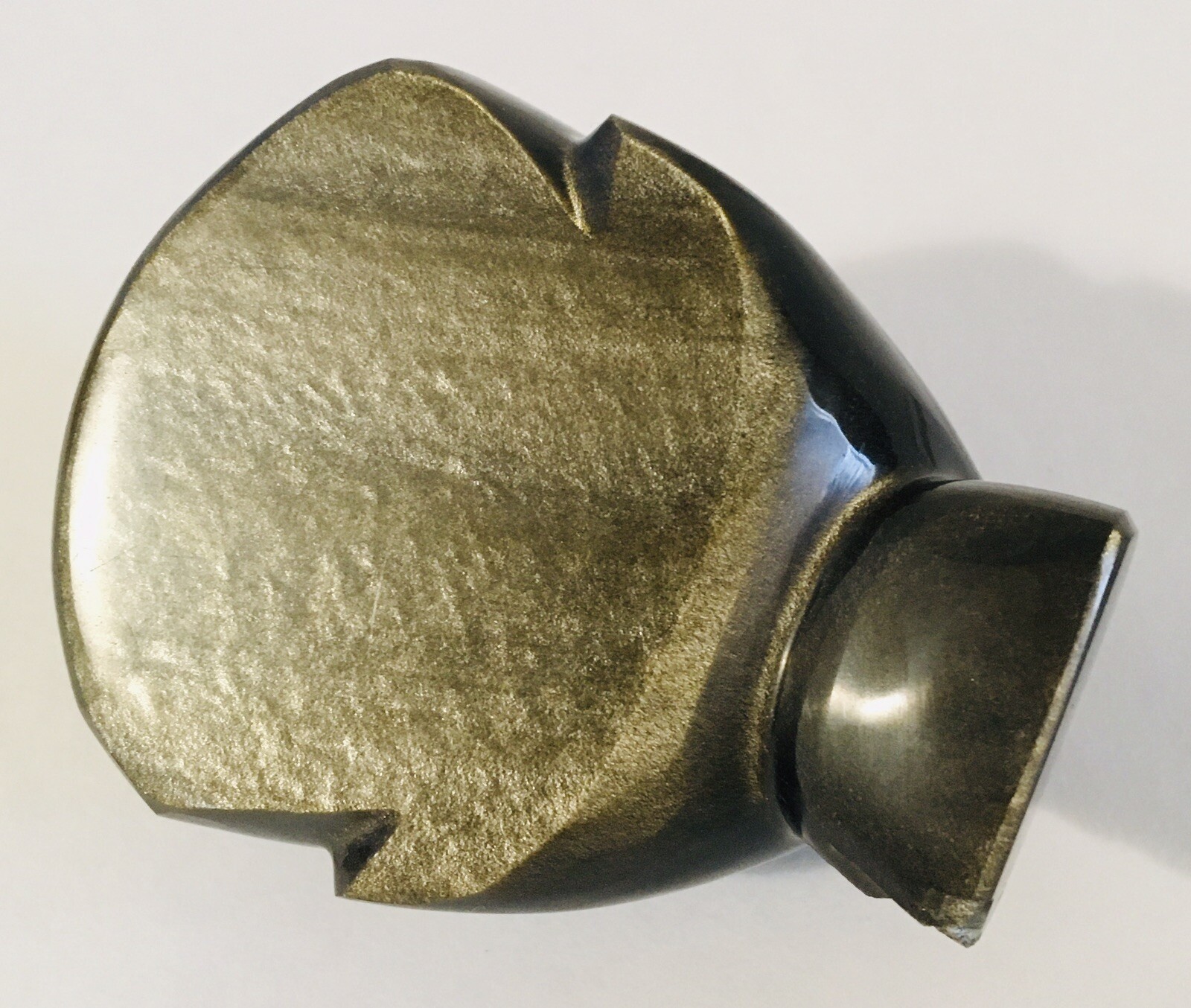 Obsidian Silver Sheen Carved and Polished Head 3″