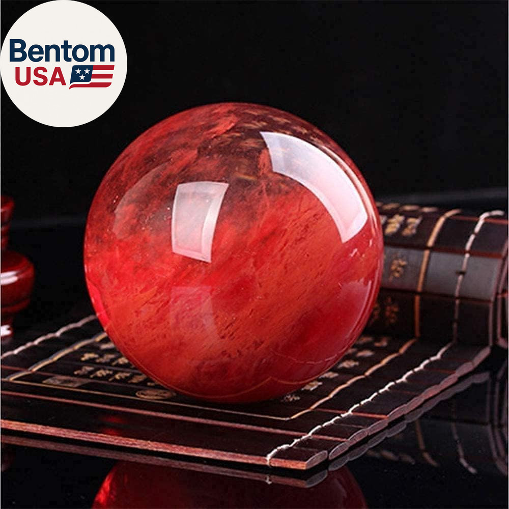 Red Obsidian Ball with Stand, 4 Inch Natural Red Crystal Ruby Ball Sphere Meltin