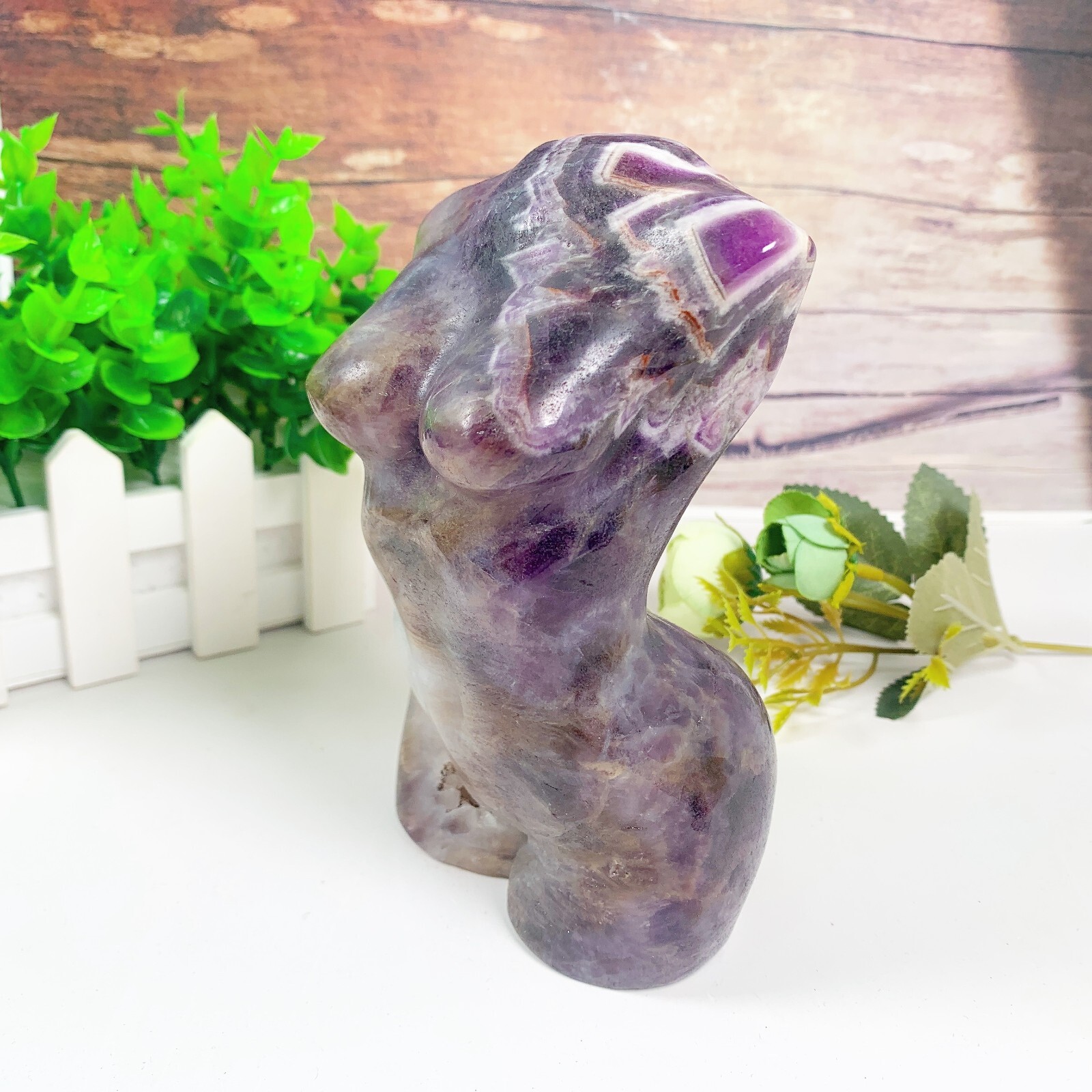 1pc Natural amethyst goddess Crystal woman body carving Home decoration