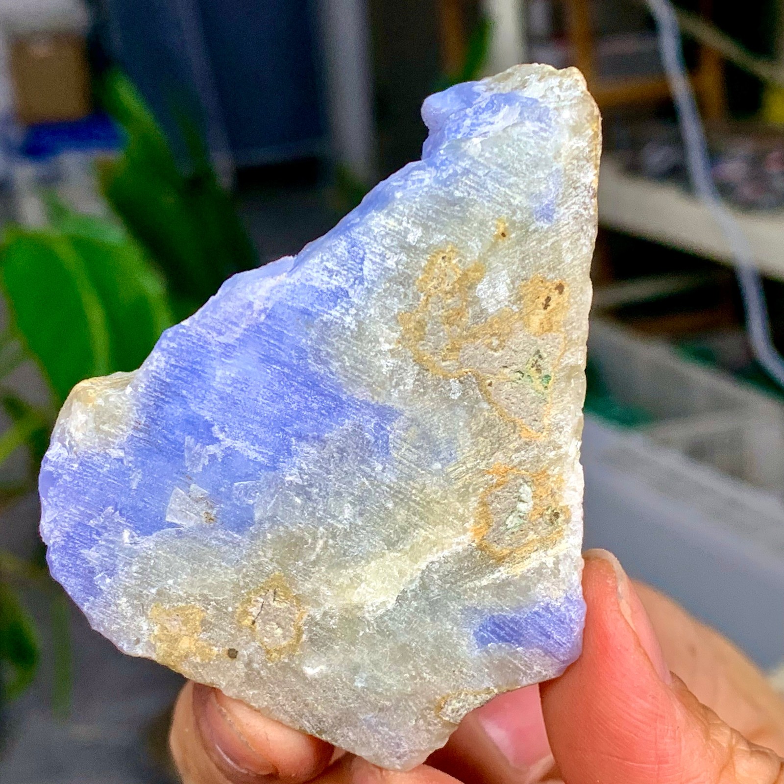 100G Natural Blue striped agate geode Crystal Mineral Specimens healing A963