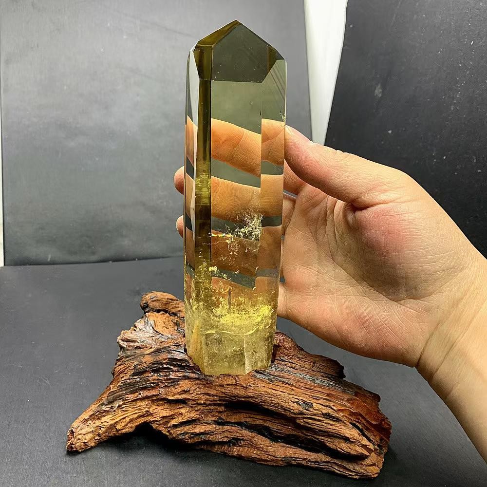 1.57LB Natural Citrine Quartz Obelisk Energy Crystal Tower Point Reiki+Stand